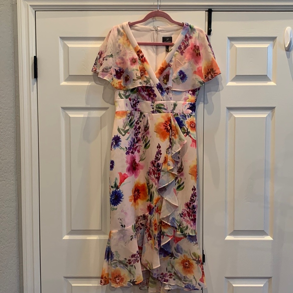 Adrianna Papell Midi Dress with Ruffle Size 6